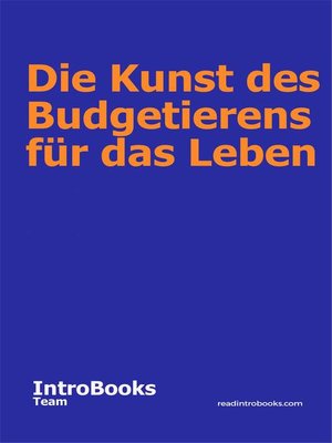 cover image of Die Kunst des Budgetierens für das Leben